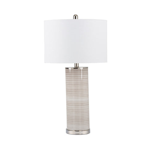 Grey & White Stripe Table Lamp